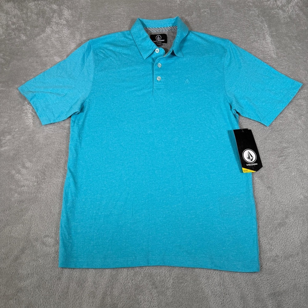 Volcom Wowzer Polo Shirt Youth Large 12-14 Blue‎ Short Sleeve Casual Surf NWT